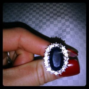 beautiful blue sapphire color stone silver ring
